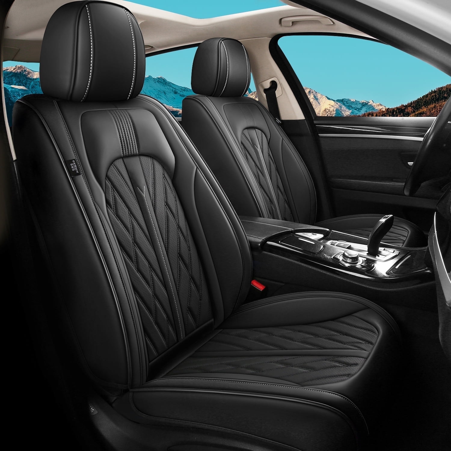 AOMSAZTO Car Seat Covers Fit for Toyota Prius 2003-2015 Full Set Leather Seat Cushion Waterproof Automotive Seat Protectors(5 Seats,Black)