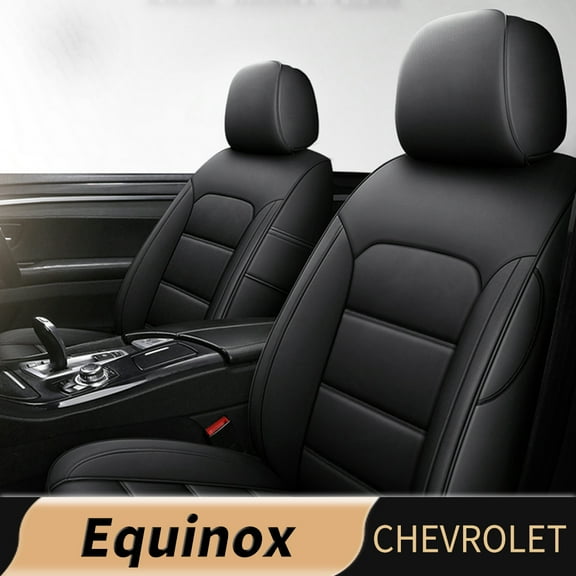 AOMSAZTO Car Seat Covers For CHEVROLET Equinox 2018-2023 Black Full Set PU Leather 5-Seat Waterproof