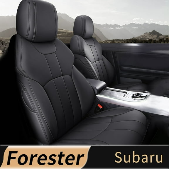 AOMSAZTO Car Seat Covers For Subaru Forester 2019-2024 Black Full Set PU Leather 5-Seat Waterproof