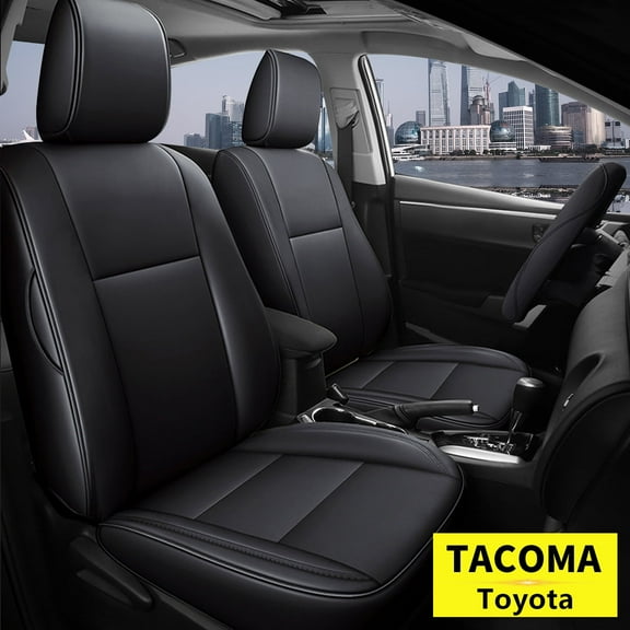 AOMSAZTO Car Seat Covers For Toyota Tacoma 2016-2023 Black Full Set PU Leather Double Cab 2nd Row 60/40 Split Waterproof