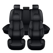 AOMSAZTO Car Seat Covers Full Set,Black Front and Back Auto Seat Protectors,Premium Leather Interior Cushions Universal Fit for Most Cars,SUVs and Trucks(Black,