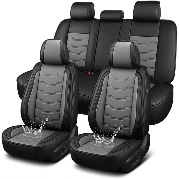 AOMSAZTO Car Seat Covers Full Set Fit for BMW X3 2011-2017 Faux Leather Seat Covers Water Resistant Seat Protectors Luxury Auto Interior ( 5 Seats, Black&Grey)