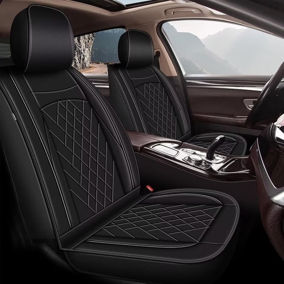 DIKSOAKR Car Seat Covers Full Set Fit for Cadillac STS 2007-2011: 5 Seat Auto Interior Accessories, Ice Silk - Faux Leather Breathable Vehical Car Seat Protector(Black)