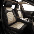 thumbnail image 1 of AOMSAZTO Car Seat Covers Full Set Fit for Hyundai Santa Fe 2007-2024 2025: 5 Seat Auto Interior Accessories, Ice Silk - Faux Leather Breathable Vehical Car Seat Protector(Black&Beige), 1 of 7