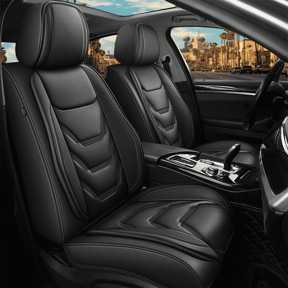 DIKSOAKR Car Seat Covers Full Set Fit for Jeep Compass 2012-2025: 5 Seat Auto Interior Accessories, Faux Leather Waterproof Car Seat Cushions Vehical Cover (Black)