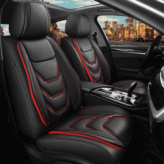 DIKSOAKR Car Seat Covers Full Set Fit for Nissan Murano 2011-2024: 5 Seat Auto Interior Accessories, Faux Leather Waterproof Car Seat Cushions Vehical Cover (Black&Red)