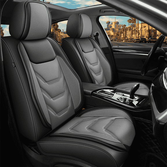 DIKSOAKR Car Seat Covers Full Set Fit for Toyota Camry 2002-2026: 5 Seat Auto Interior Accessories, Faux Leather Waterproof Car Seat Cushions Vehical Cover (Black&Gray)