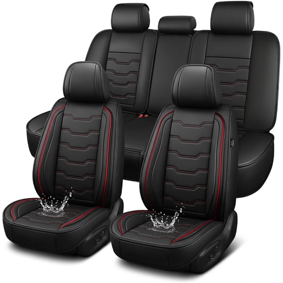 AOMSAZTO Car Seat Covers Full Set Fit for Toyota Corolla 2014-2019 Faux Leather Seat Covers Water Resistant Seat Protectors Luxury Auto Interior ( 5 Seats, Redline)