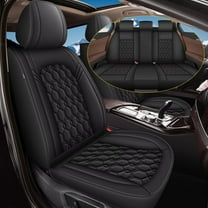 AOMSAZTO Car Seat Covers Full Set Fit for Nissan Leaf 2011-2024 2025: Waterproof Leather Automotive Seat Cushion Protector（Black)