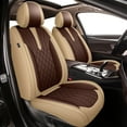 thumbnail image 1 of DIKSOAKR Car Seat Covers for Nissan Frontier 2009-2025, Breathable Perforated Faux Leather Seat Cover, 2 Front Seats Interior Automotive Accessories, Beige & Brown, 1 of 7