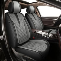 DIKSOAKR Car Seat Covers for Nissan Versa 2009-2024, Breathable Perforated Faux Leather Seat Cover, 2 Front Seats Interior Automotive Accessories, Black & Grey