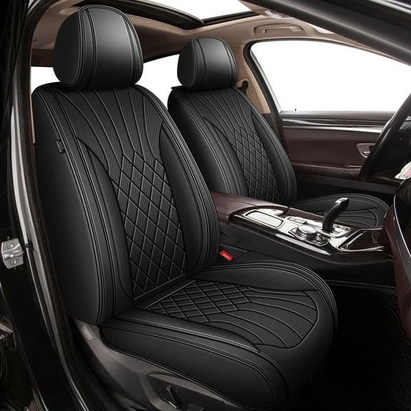 DIKSOAKR Car Seat Covers for Volvo XC60 2010-2017, Breathable Perforated Faux Leather Seat Cover, 2 Front Seats Interior Automotive Accessories, Black