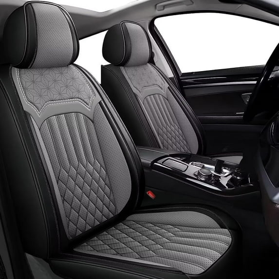 DIKSOAKR Car Seat Covers for Chevrolet Equinox 2007-2025: 2 Front Seat Beathable Leather Car Seat Protectors - Gray