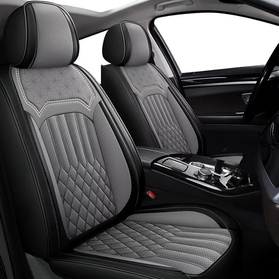 DIKSOAKR Car Seat Covers for Chevy Colorado 2015-2025: 5 Seats Full Set Beathable Leather Car Seat Protectors - Gray