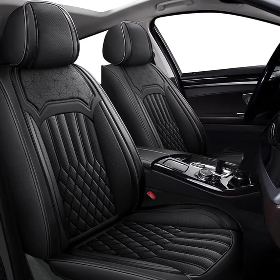DIKSOAKR Car Seat Covers for Hyundai Kona 2018-2025: 5 Seats Full Set Beathable Leather Car Seat Protectors - Black