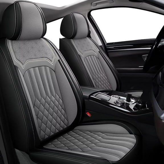 DIKSOAKR Car Seat Covers for Hyundai Santa Cruz 2022-2025: 5 Seats Full Set Beathable Leather Car Seat Protectors - Gray