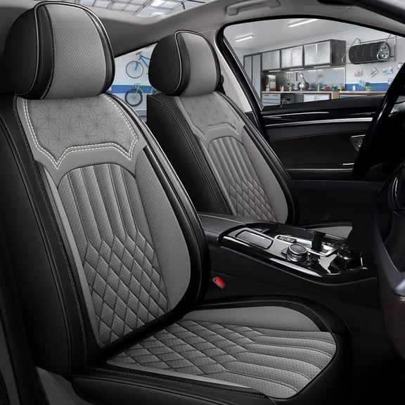 DIKSOAKR Car Seat Covers for Mazda CX-5 2013-2025: 5 Seats Full Set Beathable Leather Car Seat Protectors - Gray