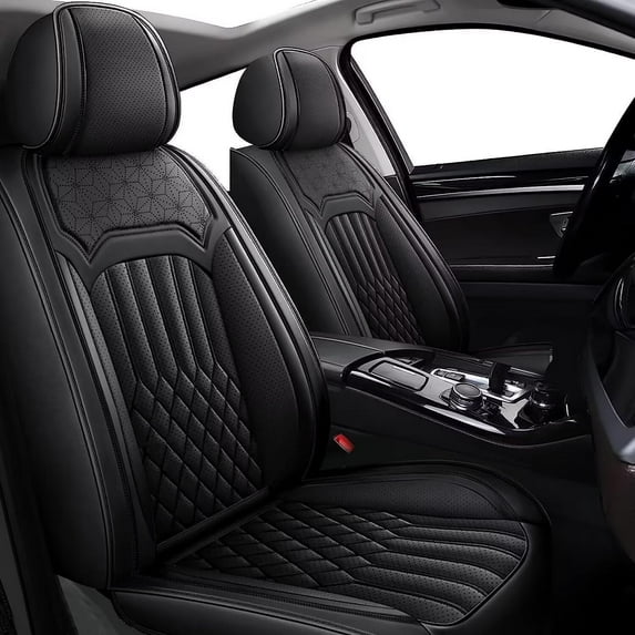 DIKSOAKR Car Seat Covers for Nissan Murano 2011-2025: 2 Front Seat Beathable Leather Car Seat Protectors - Black