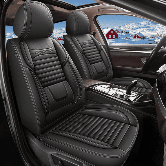 DIKSOAKR Car Seat Covers for Subaru Crosstrek 2016-2024 2025 Full Set Faux Leather Seat Covers Breathble Waterproof (2 Row 5 Seat, Black)