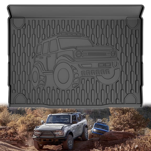 AOMSAZTO Cargo Mat Compatible with 2021-2025 Ford Bronco 4-Door Trunk Mat TPE All Weather Floor Liner Odorless Custom Fit Cargo Liner for Bronco Accessories,Black