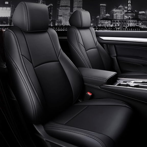 AOMSAZTO Custom Fit Seat Covers for Honda Accord 2018 2019 2020 2021 2022 - Faux Leather accord Seat Covers Full Set (Black)