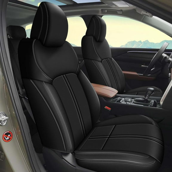 AOMSAZTO Custom Fit Seat Covers for Mazda CX50 2023 2024 2025 CX30 Car Seat Covers Full Set Black Faux Leather Compatible Airbag