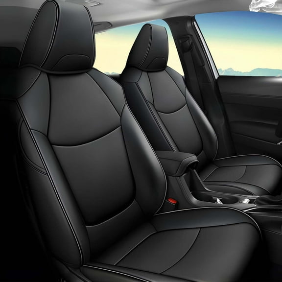 AOMSAZTO Custom Fit Seat covers for Toyota RAV4 2019 2020 2021 2022 2023 2024 2025 LE XLE XLE Premium Limited Faux Leather Seat Covers Full Set Compatible Airbag Black