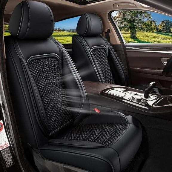 DIKSOAKR Fit BMW 3 Series 2006-2018 Black Car Seat Covers Full Set 5 Seats Faux Leather Cushion Protector