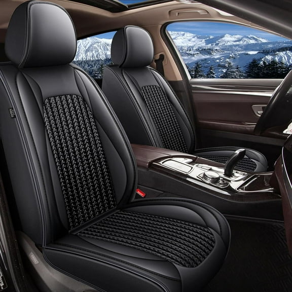 AOMSAZTO Fit Honda Pilot 2010-2016 Car Seat Cover 5-seat Faux Leather Full Set Compatible airbag (Black)