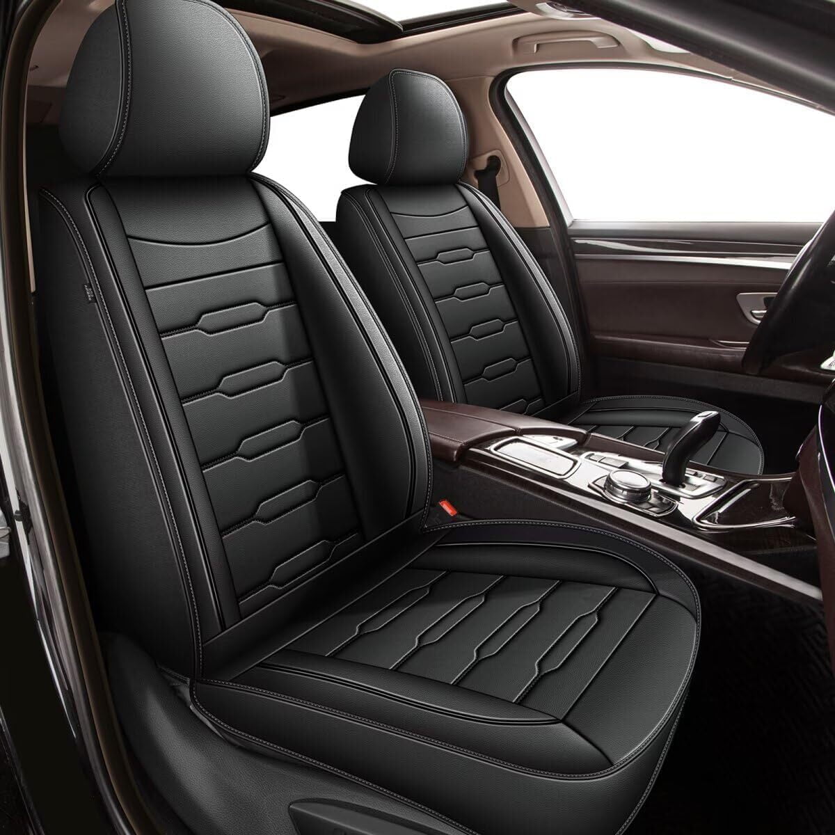 AOMSAZTO Black Faux Leather Car Seat Covers for Hyundai Kona 2018 2024 Full 5 Seat Set Airbag Compatible Walmart
