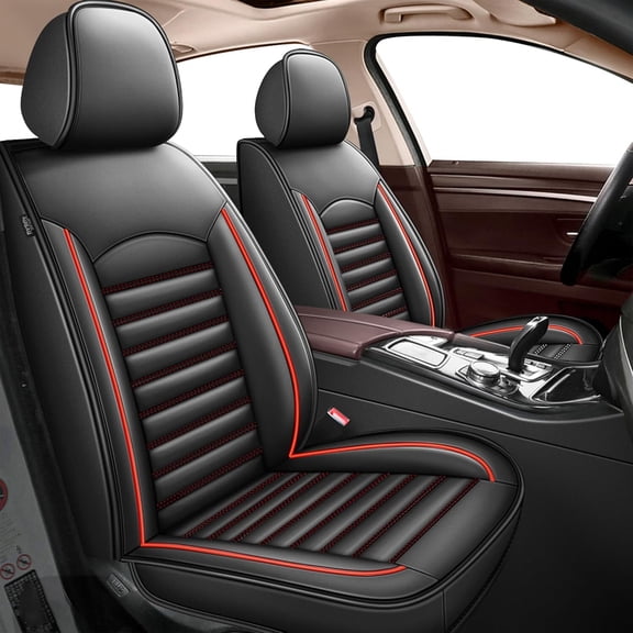 AOMSAZTO Toyota Corolla Seat Covers Fit for Toyota Corolla 2000-2019 Black & Red Car Seat Cover Full Set Waterproof Faux Leather Compatible Airbag