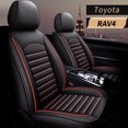 thumbnail image 1 of AOMSAZTO Fit Toyota RAV4 2007-2021 Black & Red Car seat Cover 5-seat Faux Leather Full Set Compatible airbag, 1 of 5