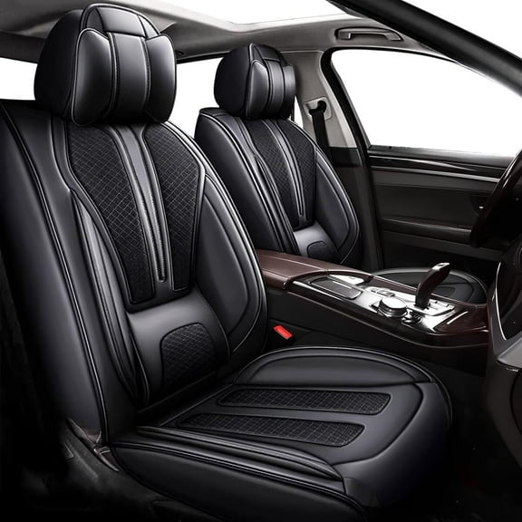 DIKSOAKR Fit RAV4 Car Seat Covers (5 Seats Full Set) Compatible with Toyota RAV4 2013-2024 2025 2026 -Full Coverage Breathable Leather,Airbag Compatible,Waterproof & All-Weather, Black