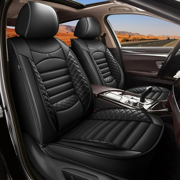 AOMSAZTO Fit for Volkswagen CC 2009-2017 Car Seat Cover 5-seat Faux Leather Full Set Compatible Airbag (Black