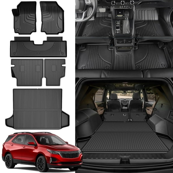 DIKSOAKR Floor Mats & Cargo Mats Fit for 2018-2024 Chevrolet Equinox Fuel Version (Non EV) - 1st & 2nd Row All Weather Protection Automotive Floor Liners &Trunk Mat &Backrest Mat