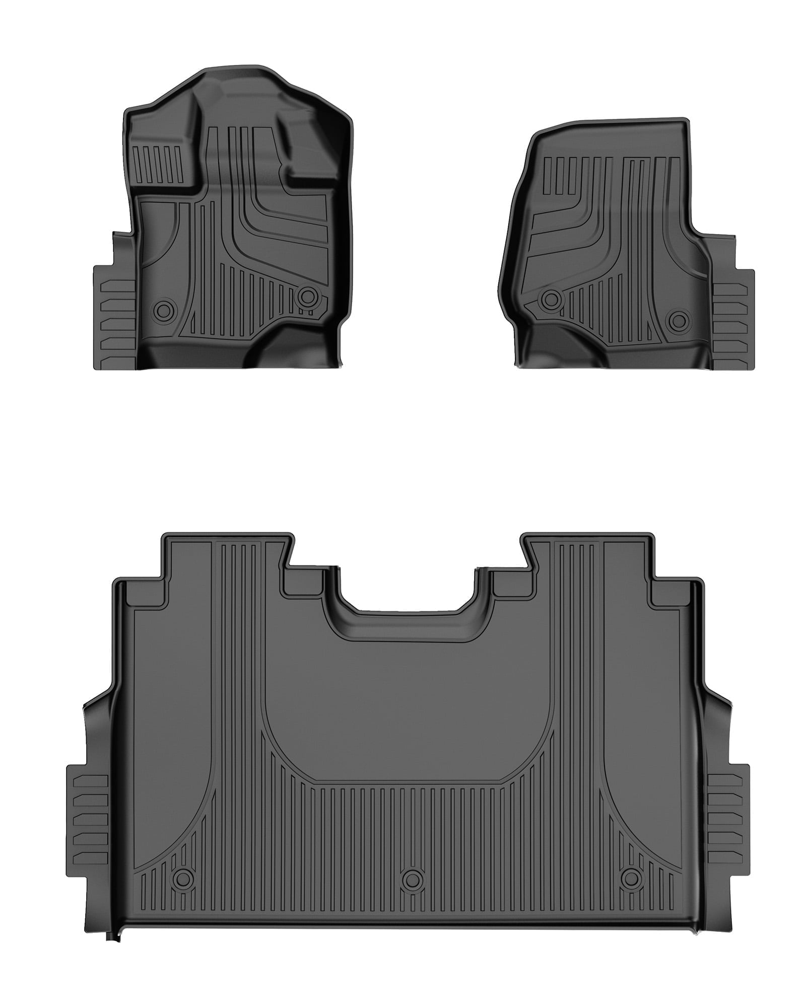 AOMSAZTO Floor Mats for 2015-2025 Ford F150 SuperCrew Cab - All Weather Protection Car Floor Liners - 1st & 2nd Row Full Set Car Accessories (Not Fit Rear Seat with Under-Seat Fold Flat Storage)