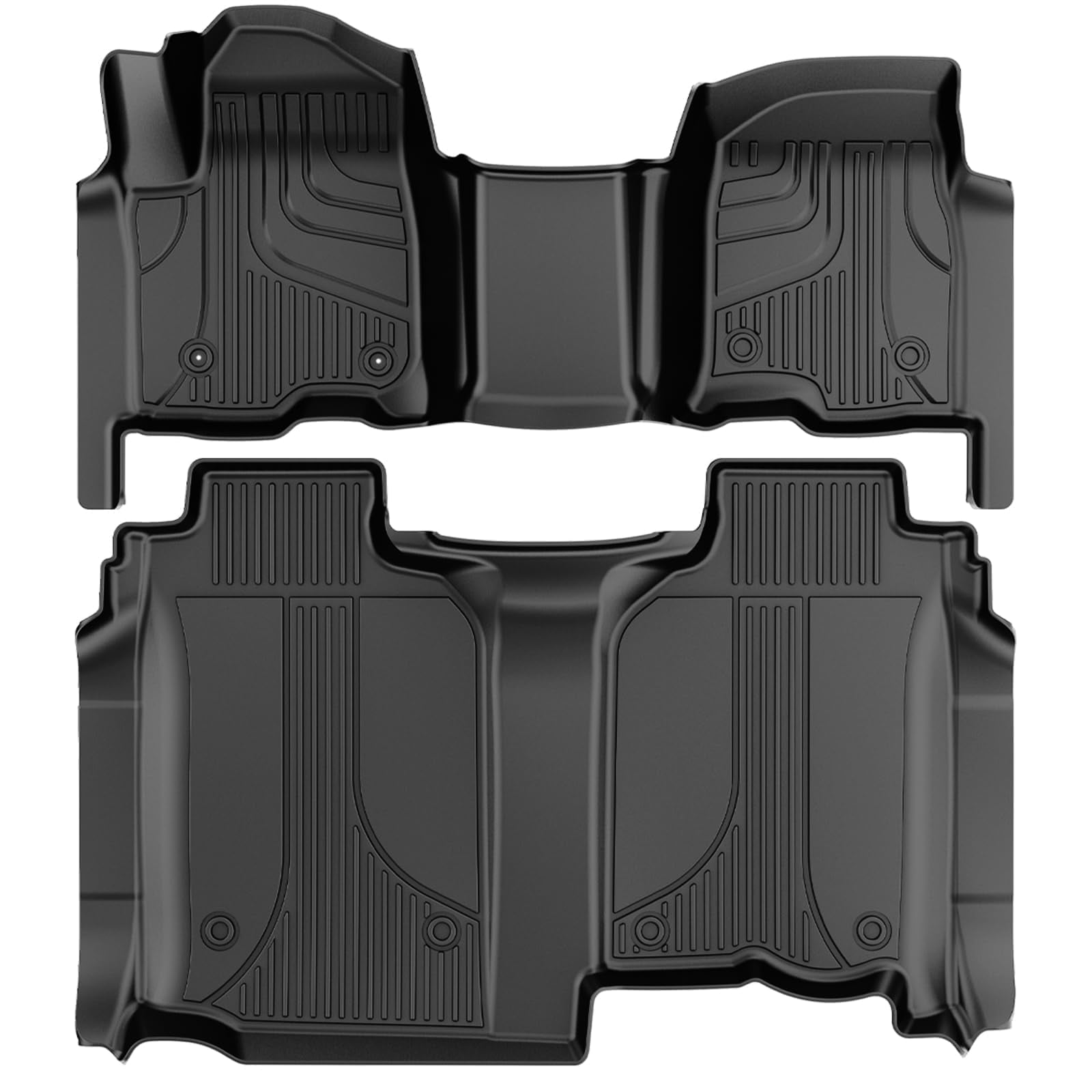 AOMSAZTO Floor Mats Fit for 2019-2026 Chevy Silverado 1500 / GMC Sierra 1500, 2020-2026 Silverado/Sierra 2500HD / 3500HD Crew Cab -All Weather Protection TPE Rubber Floor Liners Car Mats