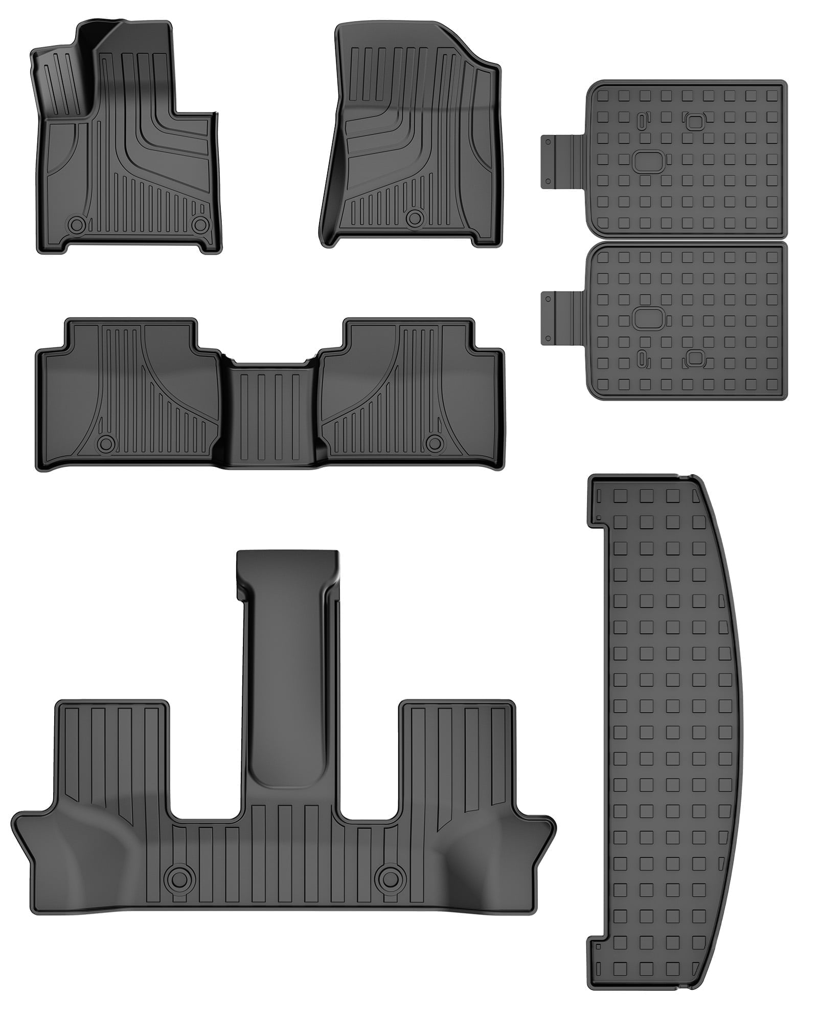 AOMSAZTO Floor Mats & Cargo Liner & Backrest Mat Fit for 2024-2026 Hyundai Santa fe 7/8 Seat Gasoline : All Weather TPE Trunk Mat Back Seat Cover Protector - Car Mat Set for 2025 Santa fe Accessories