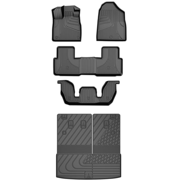 AOMSAZTO Floor Mats & Cargo Mats Fit for 2023 - 2025 Honda Pilot 7-Seat - 1st & 2nd Row All Weather Protection Automotive Floor Liners &Trunk Mat & Backrest Mat ,Car Floor Mats,Black
