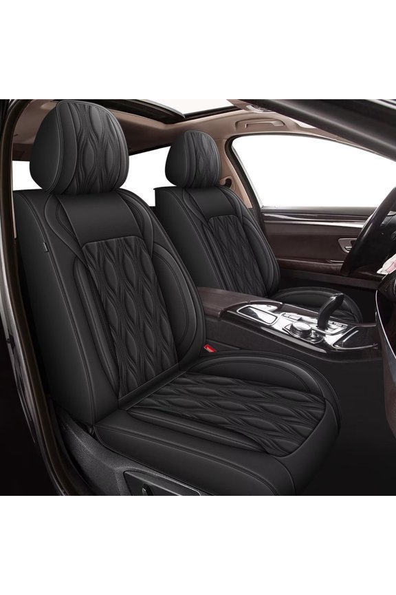 Car Seat Covers Fit for Buick Envision 2016-2024 2025,Waterproof Faux Leather Seat Cushion Protector Compatible Airbags( 2 PCS Front Seats, Black)