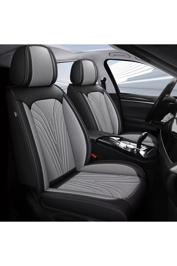 Front Car Seat Covers Fit for Buick Envision 2016-2024 2025 Seat Covers Faux Leather Breathable and Waterproof Automotive Seat Covers Protector(2 PCS Front Seats,Black&Grey)