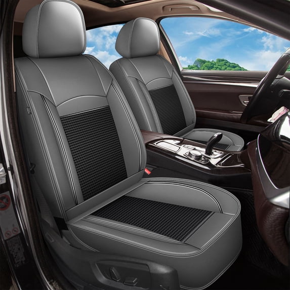 DIKSOAKR Car Seat Cover for Buick Verano 2002-2017 Cooling Leather Waterproof Seat Covers Car Seat Protector Compatible Airbag Grey,Front Set( 2 Seats)
