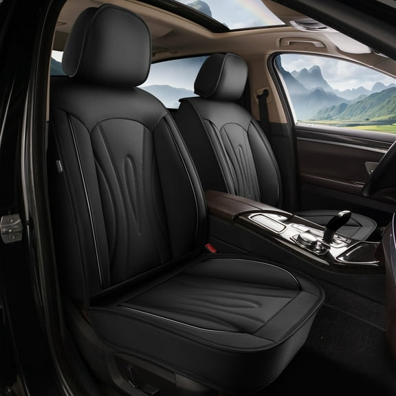 DIKSOAKR Front Car Seat Covers Fit For Ford Explorer 2004-2025 Black Waterproof Fashion Faux Leather Seat Covers 2 Seats Auto Interior Protectors