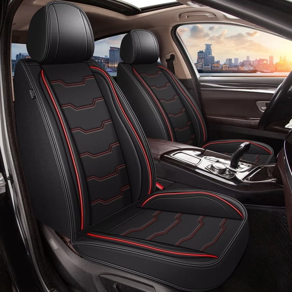 AOMSAZTO Front Car Seat Covers Fit for Honda Civic 2007-2015 and 2020-2024 2025 Faux Leather Seat Covers Water Resistant Seat Protectors Luxury Auto Interior ( 2 Seats, Redline)