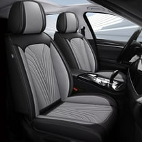 AOMSAZTO Front Car Seat Covers Fit for Nissan Titan 2009-2024 2025 Seat Covers Faux Leather Breathable and Waterproof Automotive Seat Covers Protector(2 PCS Front Seats,Black&Grey)