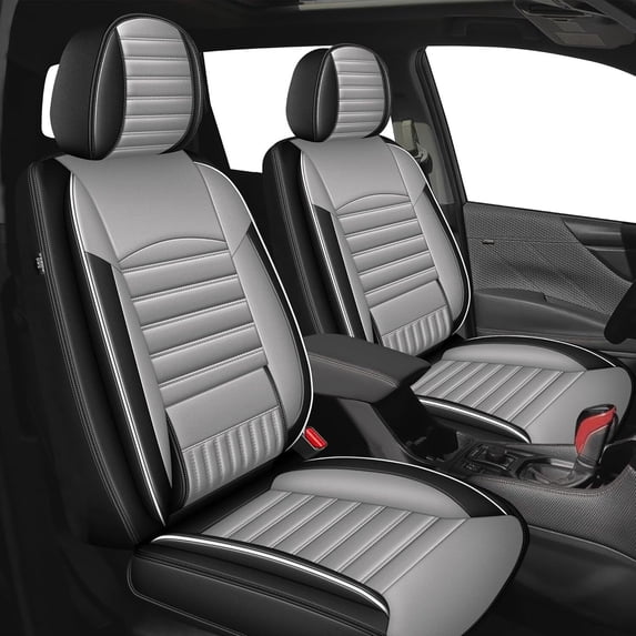 DIKSOAKR Car Seat Cover Fit for Chevy/Chevrolet Cruze 2011-2019,Full Sets Waterproof Faux Leather Seat Covers Cushion with Lumbar Support Seat Protector Compatible Airbag(Gray,2 Rows 5 Seats)