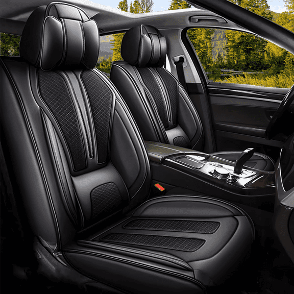 DIKSOAKR Full Set Car Seat Covers Fit fo GMC Terrain 2010-2025 Faux Leather Seat Cover Applicable 2 Rows 5 Seats Seat Cushion Protector Waterproof (BLACK)