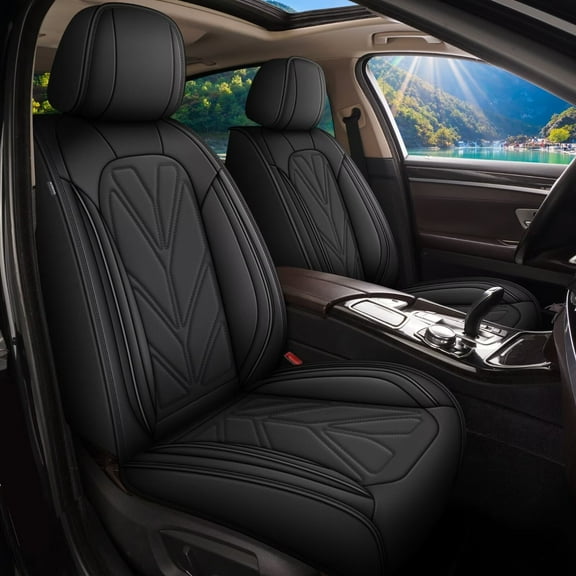 DIKSOAKR Full Set Car Seat Covers for Hyundai Elantra 2012-2024 2025 Breathable Leather Seat Covers Waterproof Automotive Seat Cushion Protectors (2 Row 5 Seat, Black)