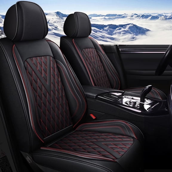 DIKSOAKR Full Set Seat Covers Fit for BMW X3 2011-2017,Waterproof Faux Leather Car Seat Protector Anti-Slip Auto Interior Accessories(Red Line)-2 Rows 5 Seats