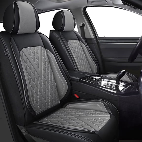 DIKSOAKR Full Set Seat Covers Fit for Honda Civic 2007-2015 and 2020-2024 2025 Faux Leather Car Seat Covers Waterproof Anti-Slip Automotive Seat Cushion(Black&Grey)-2 Rows 5 Seats